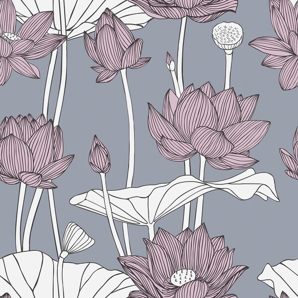 Lotus Flower 15.7" W x 16.5 'L Peel and Stick Wallpaper Roll